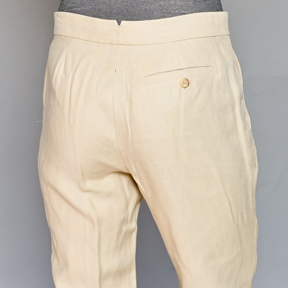 180. RALPH LAUREN COLLECTION Spring Summer 09 Khaki Straight Leg Linen Pants 31" - Picture 6 of 9